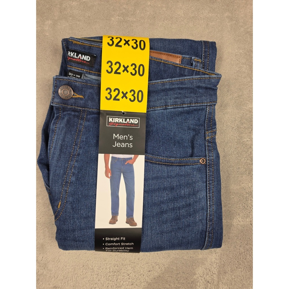 Kirkland Signature Jeans Men 32x30 Blue Straight Fit Comfort Stretch Denim